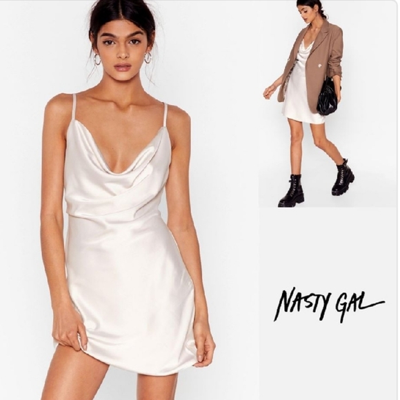SOLD Nasty Gal Sought After Satin Cowl Dress - Picture 3 of 4